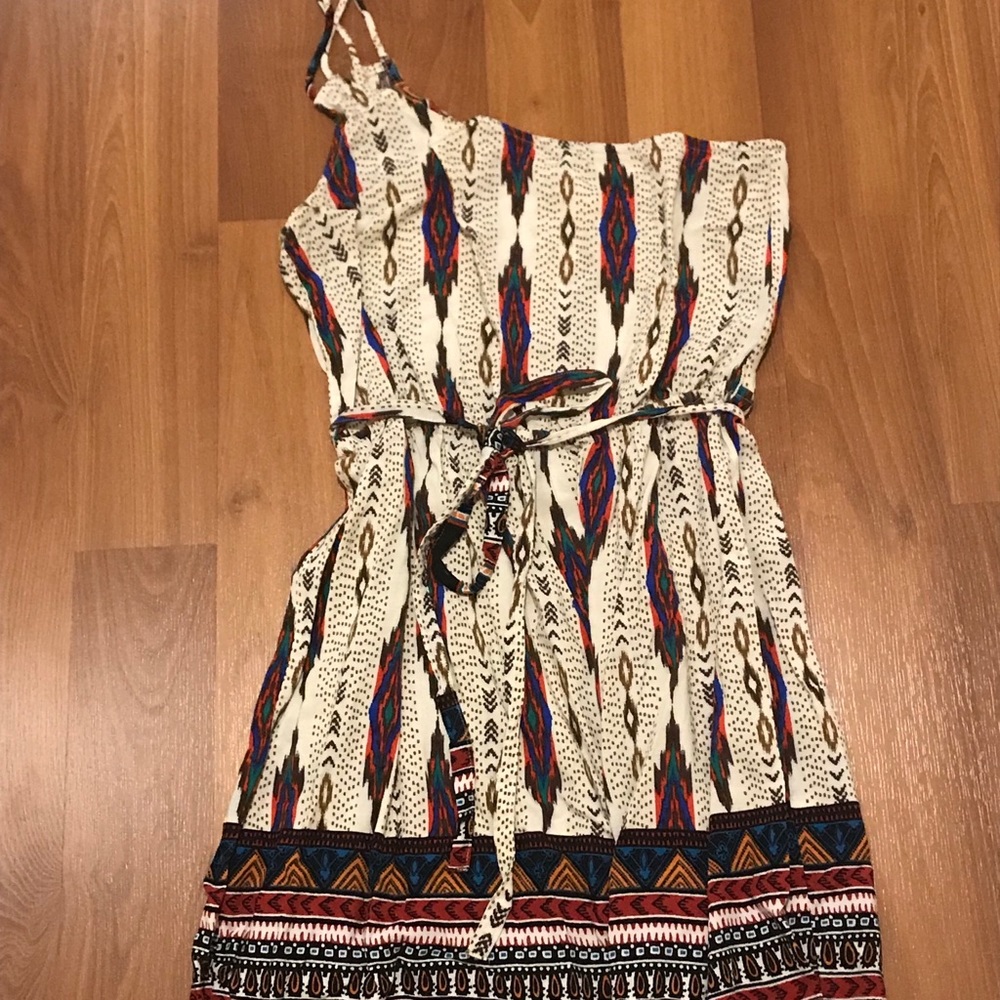 Tribal Print One Shoulder Dress